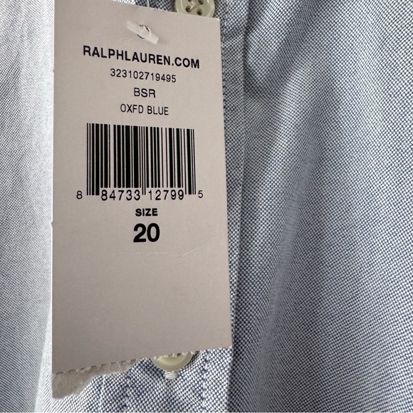 Polo Ralph Lauren Boy kids Oxford blue button down chambray logo shirt Sz 20 - Picture 7 of 7